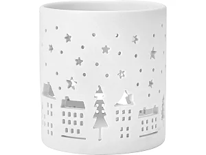 Porta-velas de cerâmica branca fosca - Vila Estrelada