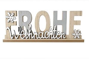 Placa decorativa “Frohe Weihnachten” - Feliz Natal em alemão