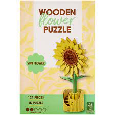 Kit de Quebra-Cabeça de Flor de Madeira 3D - Importado da Alemanha