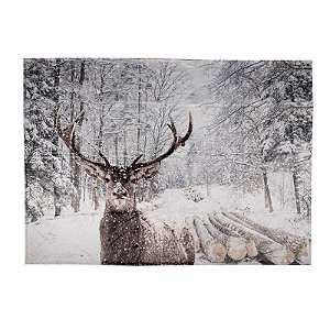 Manta 130x170 - Poliéster Branco e Marrom com Estampa de Veado - Importado da Alemanha