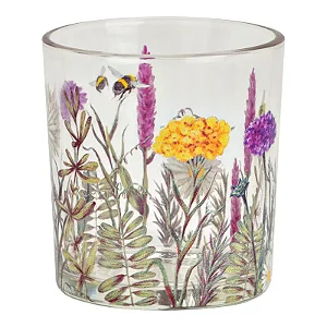 PRÉ VENDA - Porta-Velas de Vidro com Decoração Floral