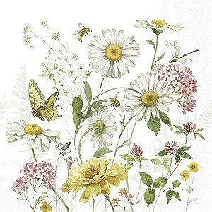 Guardanapo Unitario para Decoupage - WILDFLOWER AND BUTTERFLY