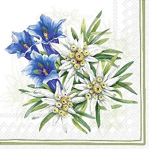 Guardanapo Unitario para Decoupage - GENTIAN AND EDELWEISS