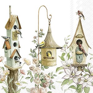 Guardanapo Unitario para Decoupage - THREE BIRDHOUSES