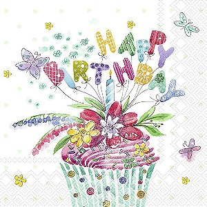 Guardanapo Unitario para Decoupage - BIRTHDAY CUPCAKE