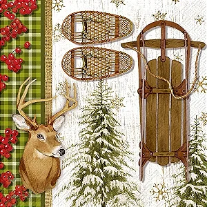 Guardanapo Unitario para Decoupage - CHRISTMAS CABIN