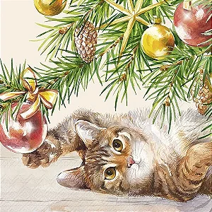Guardanapo Unitario para Decoupage - CHRISTMAS CAT