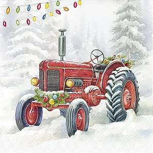 Guardanapo Unitario para Decoupage - FESTIVE TRACTOR