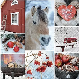Guardanapo Unitario para Decoupage - WINTER COUNTRYSIDE