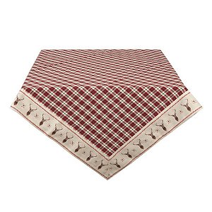 Toalha de Mesa Red Beige Diamond and Deer 150x150 cm