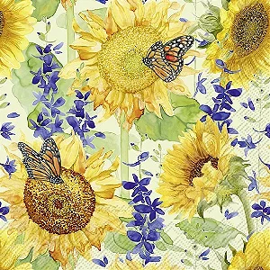 Guardanapo Unitario - SUNFLOWER AND LARKSPUR