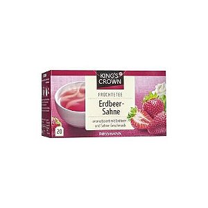 Chá de Morango com Creme - 20 Sachês - King's Crown Früchtetee Erdbeer Sahne