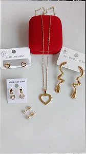 Kit peças sortidas aço inoxidável dourado.