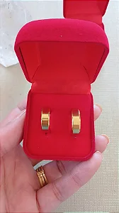 Aliança lisa aço dourado brilhante