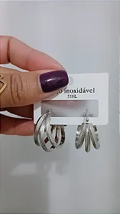 Brinco três argolas aço inoxidável