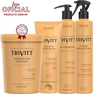 Kit Trivitt Hidratação Intensiva 1Kg, Leave-in Hidratante, Fluído para Escova e Cauterização