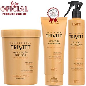 Kit Trivitt Leave-in, Hidratação Intensiva 1kg e Fluido para escova