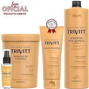 Kit Trivitt Shampoo 1L, Hidratação 1kg, Condicionador e Reparador