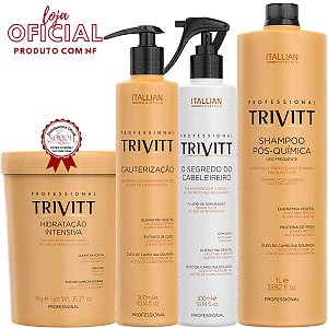 Kit Trivitt Shampoo1L, Hidratação 1kg, Cauterização e O Segredo do Cabelereiro