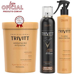 Kit Trivitt Spray de Brilho, Fluido para escova e Hidratação 1Kg