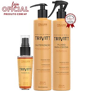 Kit Trivitt Cauterização, fluido para escova e power oil 30ml