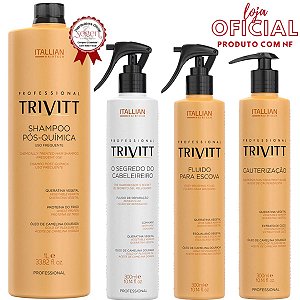 Kit Trivitt Cauterização, Fluido, O Segredo do Cabelereiro e Shampoo 1 Litro