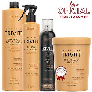Kit Trivitt Shampoo 1L, Hidratação 1kg , Brilho e Fluido