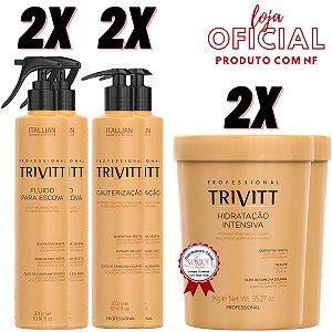 Kit Trivitt em dobro! 2x Cauterização + fluido + hidratação 1kg