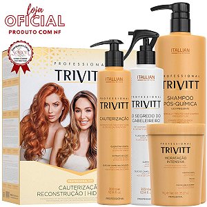 Kit Profissisional Trivitt de Cauterização, Reconstrução e Hidratação de cabelo