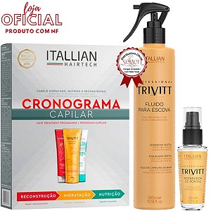 Cronograma capilar Itallian Hairtech com Fluido para escova e Reparador de pontas Trivitt