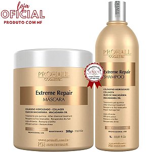 Prohall Extreme repair Máscara profissional de nutrição 500gr e Shampoo profissional 1l