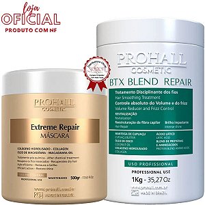 Prohall Botox Blend Repair 1kg Sem Formol e Máscara profissional de nutrição Extreme Repair 500gr