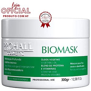 Prohall Máscara Ultra Hidratante Biomask Home Care 300g para Fios Secos e Danificados com Hidratação Profunda e Brilho Intenso