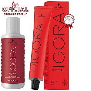 Schwarzkopf Igora Royal - Kit Coloração Permanente 60g com OX Loção ativadora 20 Volumes 60ml