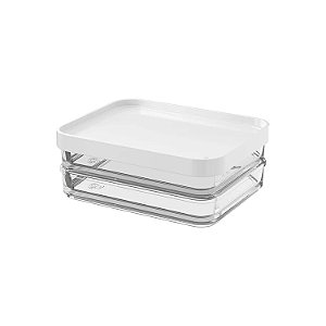 Pote Duo Organizador Transparente 560 ml Tampa Branca Coza