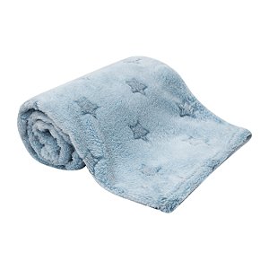 Cobertor Mantinha p/ Bebê Estrelinhas Antialérgico Azul Buba