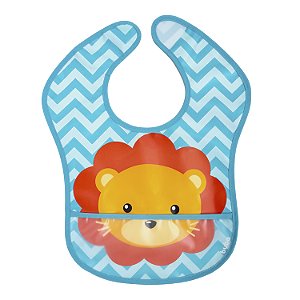 Babador Impermeável Com Bolso Pega Migalha Animal Leão Buba