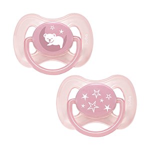 Kit 2 Chupeta para Bebê Ursinho Rosa Comfort Tamanho 1 Buba