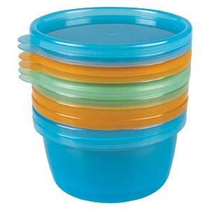 Kit 6 Pote Armazenar Comida Congelar e Microondas 250ml Azul Buba