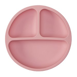 Pratinho Silicone Rosa Infantil Bebê com Ventosas Divisórias Buba