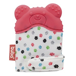 Luva Mordedor De Silicone Massageador Gengiva Urso Buba Rosa