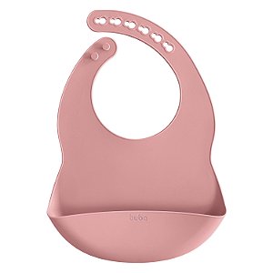 Babador De Silicone Com Pega Migalhas Rosa Buba