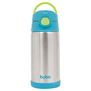 Garrafa Térmica Infantil Inox com Canudo Antivazamento Buba Azul
