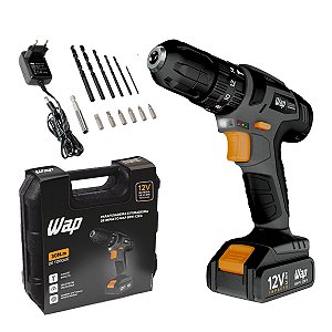 Parafusadeira Furadeira sem Fio Impacto WAP 12K4 Kit Maleta