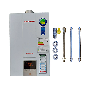 Aquecedor Lorenzetti LZ 2000 DEB 20L GLP Branco + Kit de Instalação