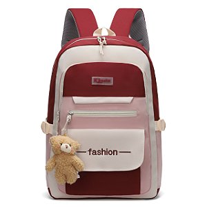 Mochila Escolar Grande Versão Coreana/Japonesa Antifurto Impermeável com Ursinho (6603)