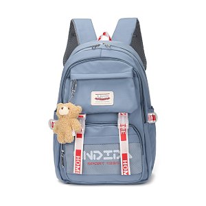 Mochila Escolar Grande Versão Coreana/Japonesa Antifurto Impermeável com Ursinho (6263)