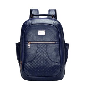 Mochila Feminina em Couro Sintético com Alças Reguláveis e Bolsos Laterais (KL680)