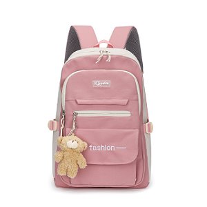 Mochila Escolar e Executiva Moda Japonesa/Coreana Antifurto Reforçada com Ursinho (8664)