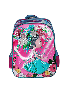 Mochila Feminina Infantil Colorida Menina com Flores ( 2357 )